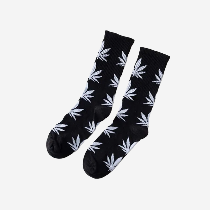 Chaussettes feuille de cannabis Noir/Gris