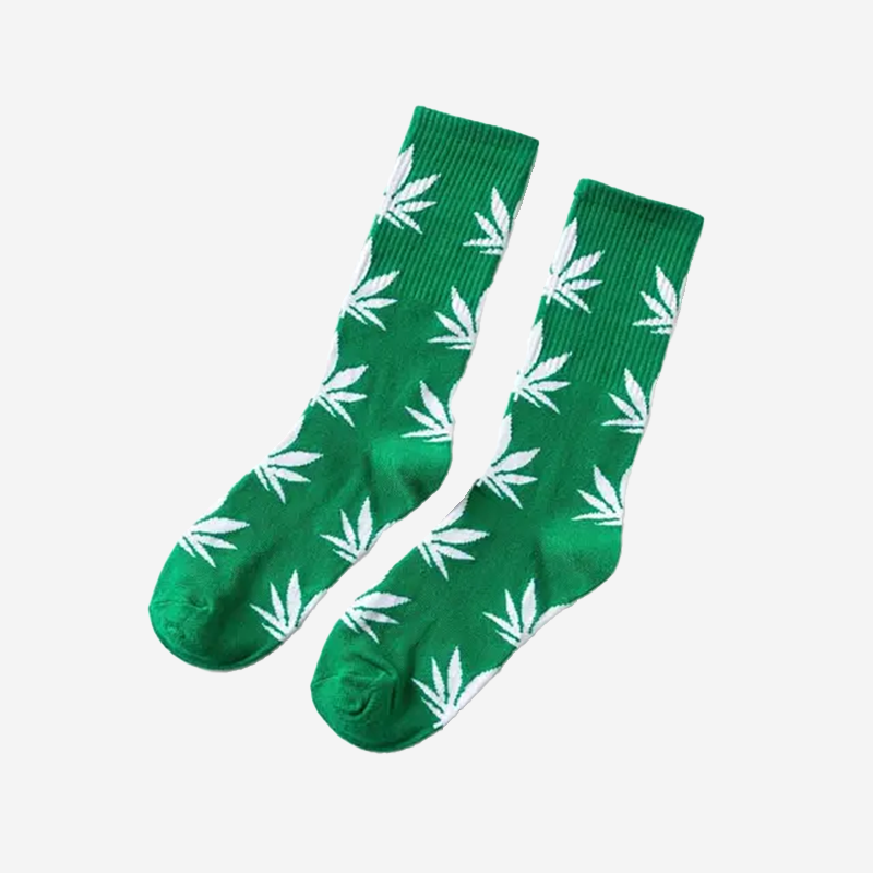 Chaussettes feuille de cannabis Vert/Blanc